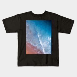 Blue gradient ocean oil painting Kids T-Shirt